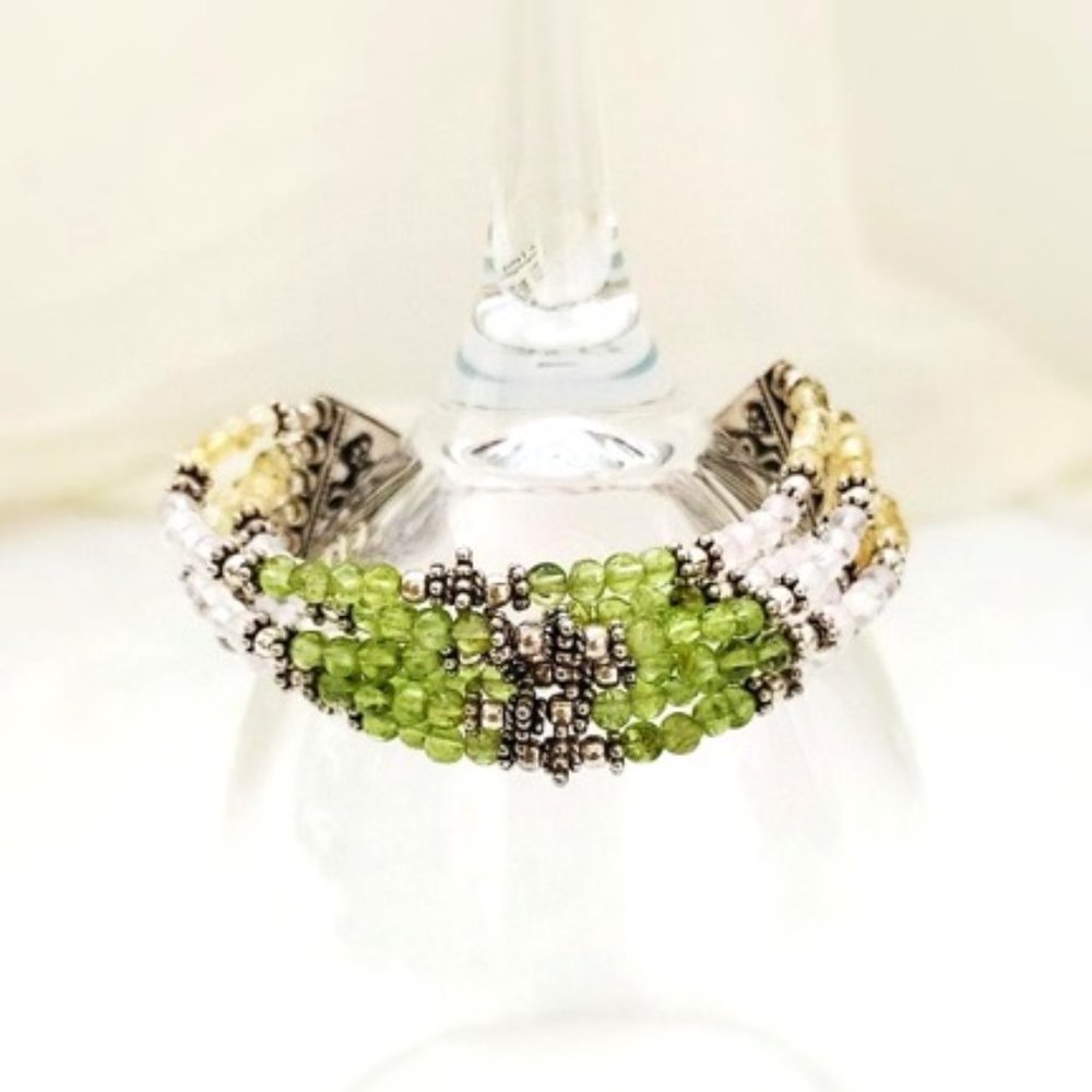 Natural Peridot (br13) Citrine Topaz Bracelet 925 Silver 6-strand S Clasp